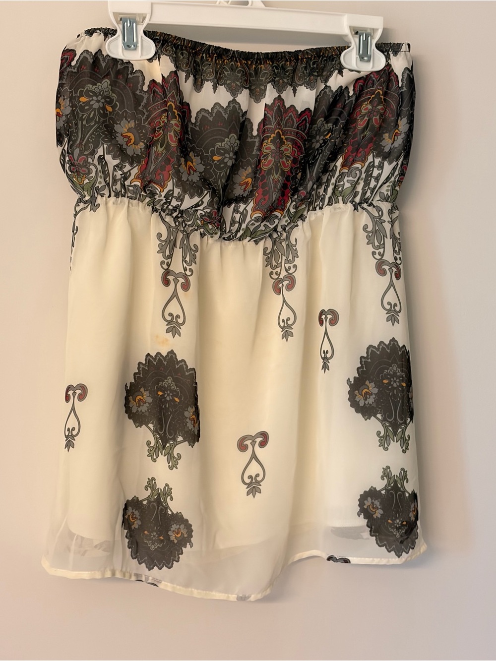 Papaya Cream Strapless Printed Tube Top